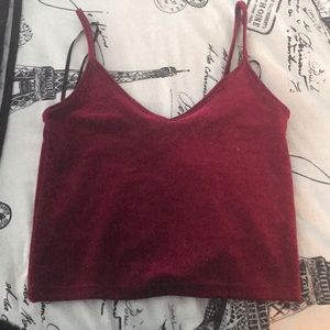 red velvet cropped shirt